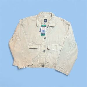 NWT GAP Women's Short Canvas Jacket in Cream light Tan sz XL
